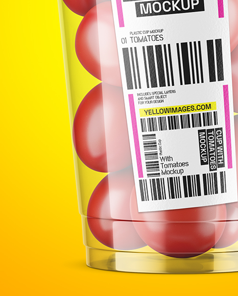 Plastic Cup with Cherry Tomatoes Mockup