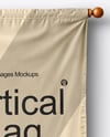 Vertical Flag With Wooden Pole Mockup