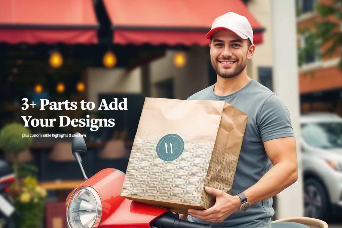 Restaurant Delivery Paper Bag Mockup