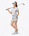 Woman Wearing Golf Shirt and Shorts Mockup