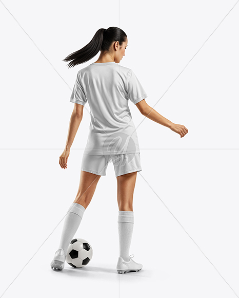 Female Soccer Player Wearing Jersey and Shorts Mockup