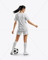 Female Soccer Player Wearing Jersey and Shorts Mockup