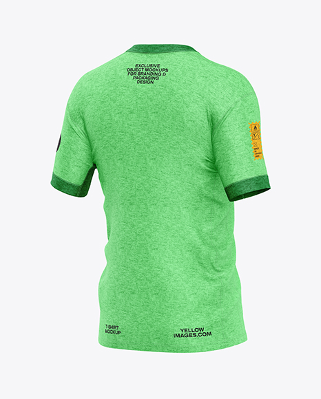 Heather T-Shirt Mockup - Back Half Side View