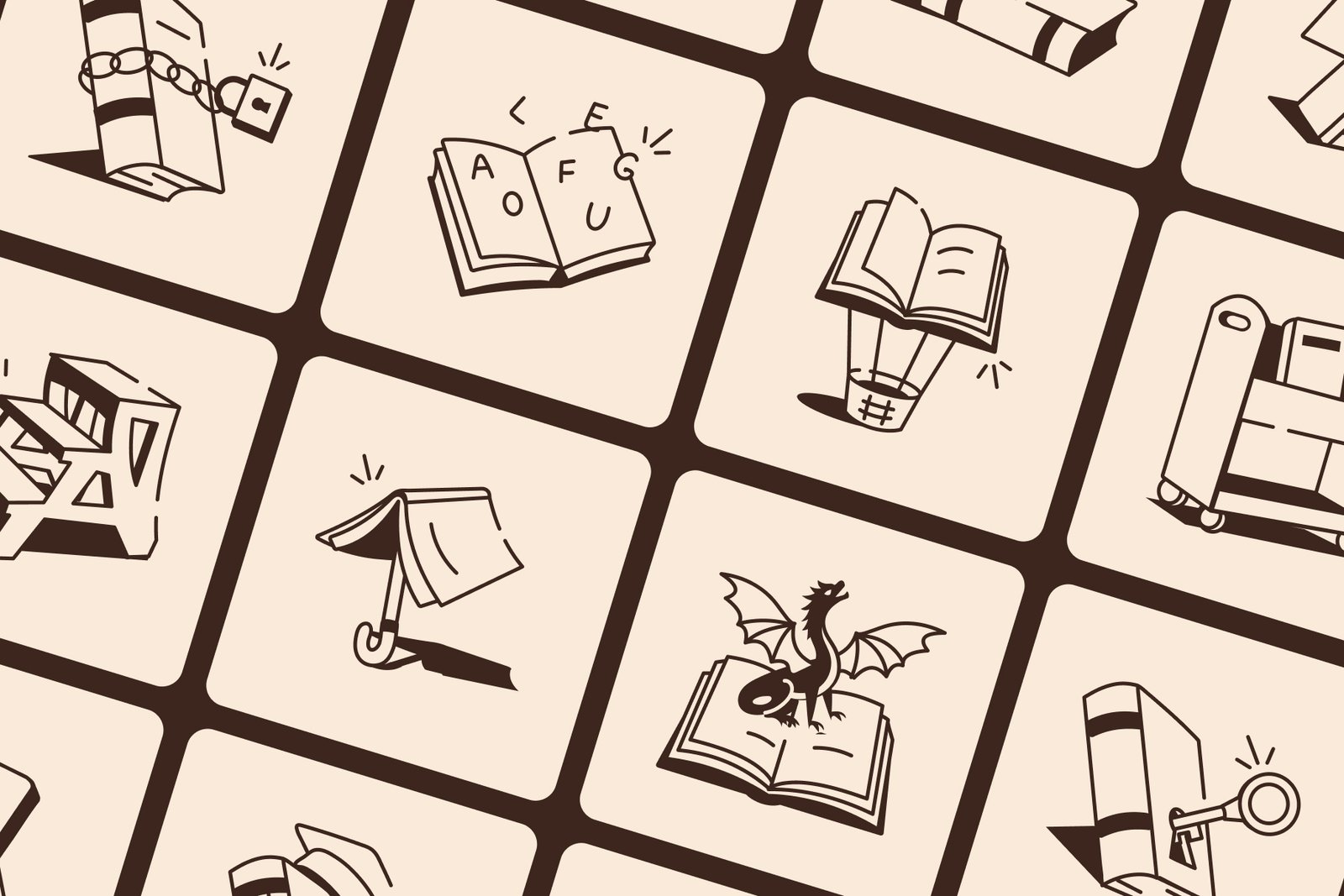 Library Drawing Illustration Set