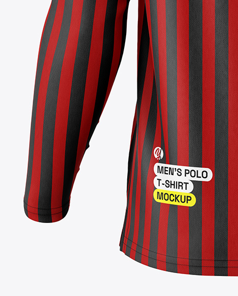 Men's Long Sleeve Polo Shirt Mockup - Back View
