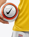 Woman Wearing Soccer Jersey and Shorts Mockup