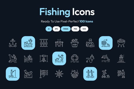Fishing Icon Art Set