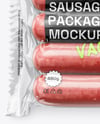 Clear Plastic Flow-Pack with Sausages in Kraft Paper Holder Mockup