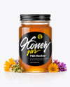 Clear Glass Jar with Wildflower Honey Mockup