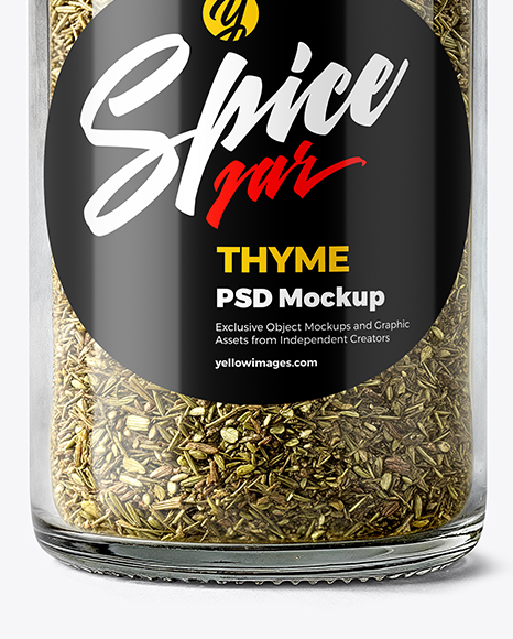 Glass Spice Jar with Thyme Mockup