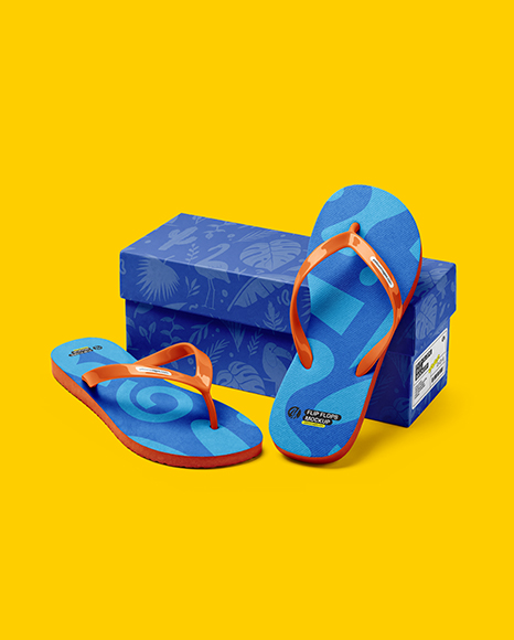 Flip Flops With Box Mockup