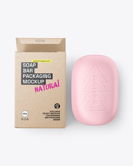 Soap Bar with Kraft Paper Box Mockup