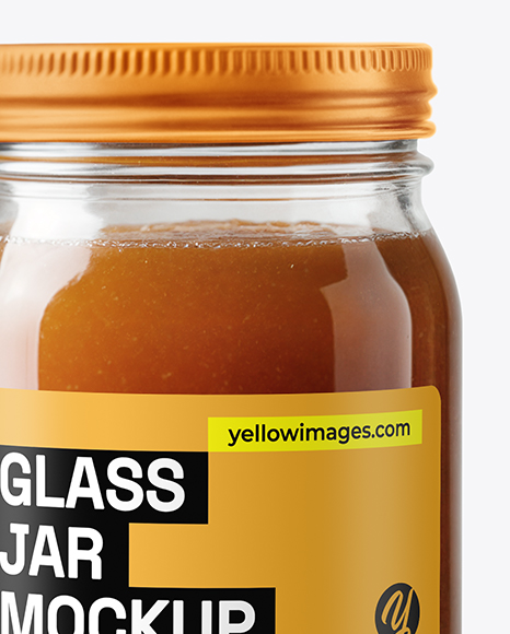 Clear Glass Jar with Beef Bone Broth Mockup