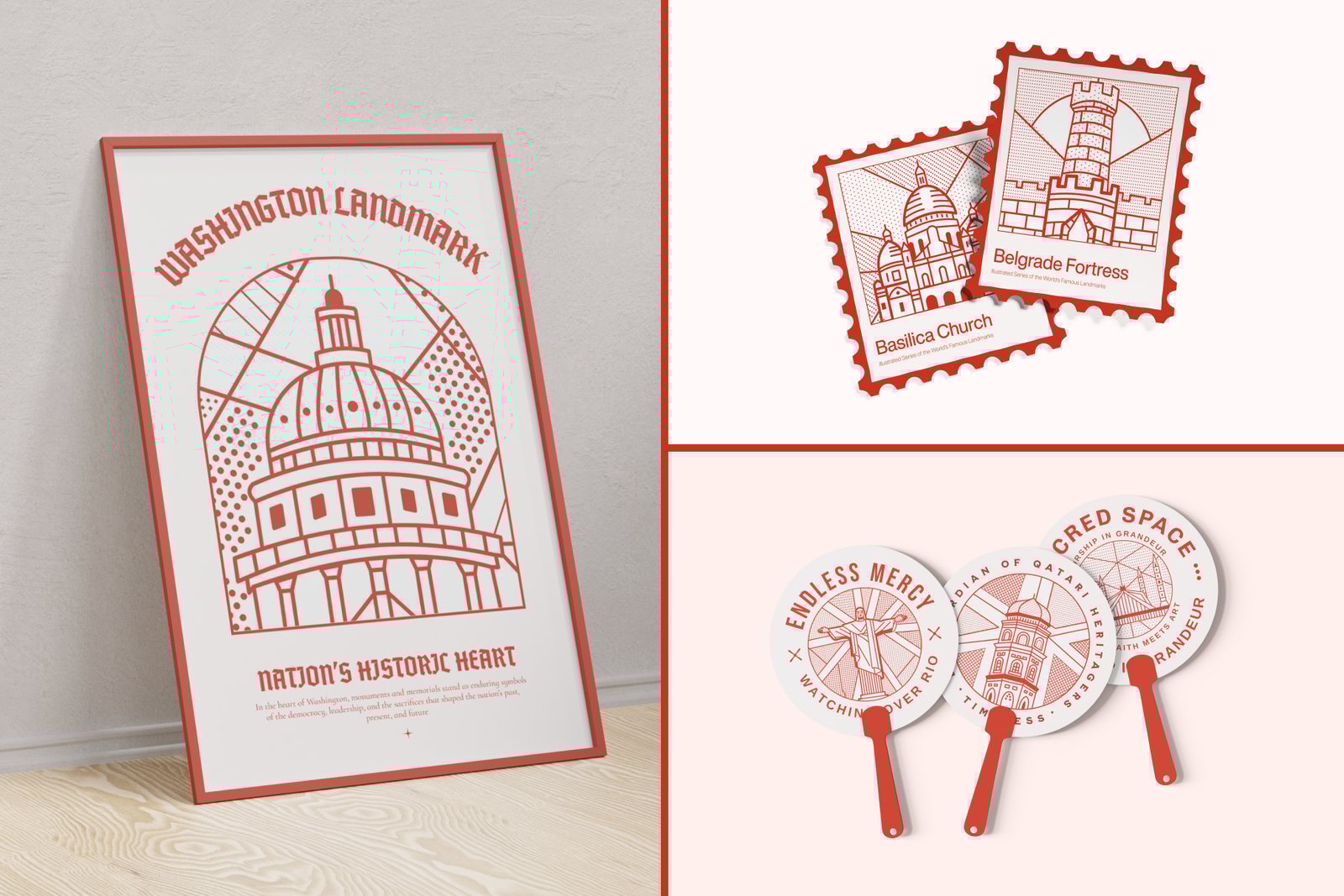 World Landmark Illustration Set