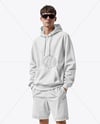 Young Man Wearing Hoodie and Short Mockup