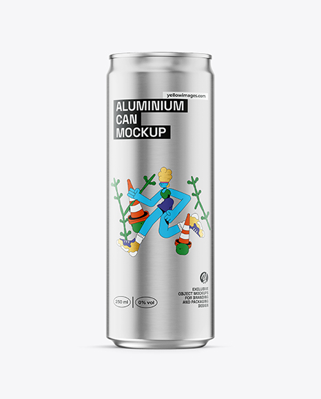 Slim Aluminium Drink Can with Glossy Finish Mockup