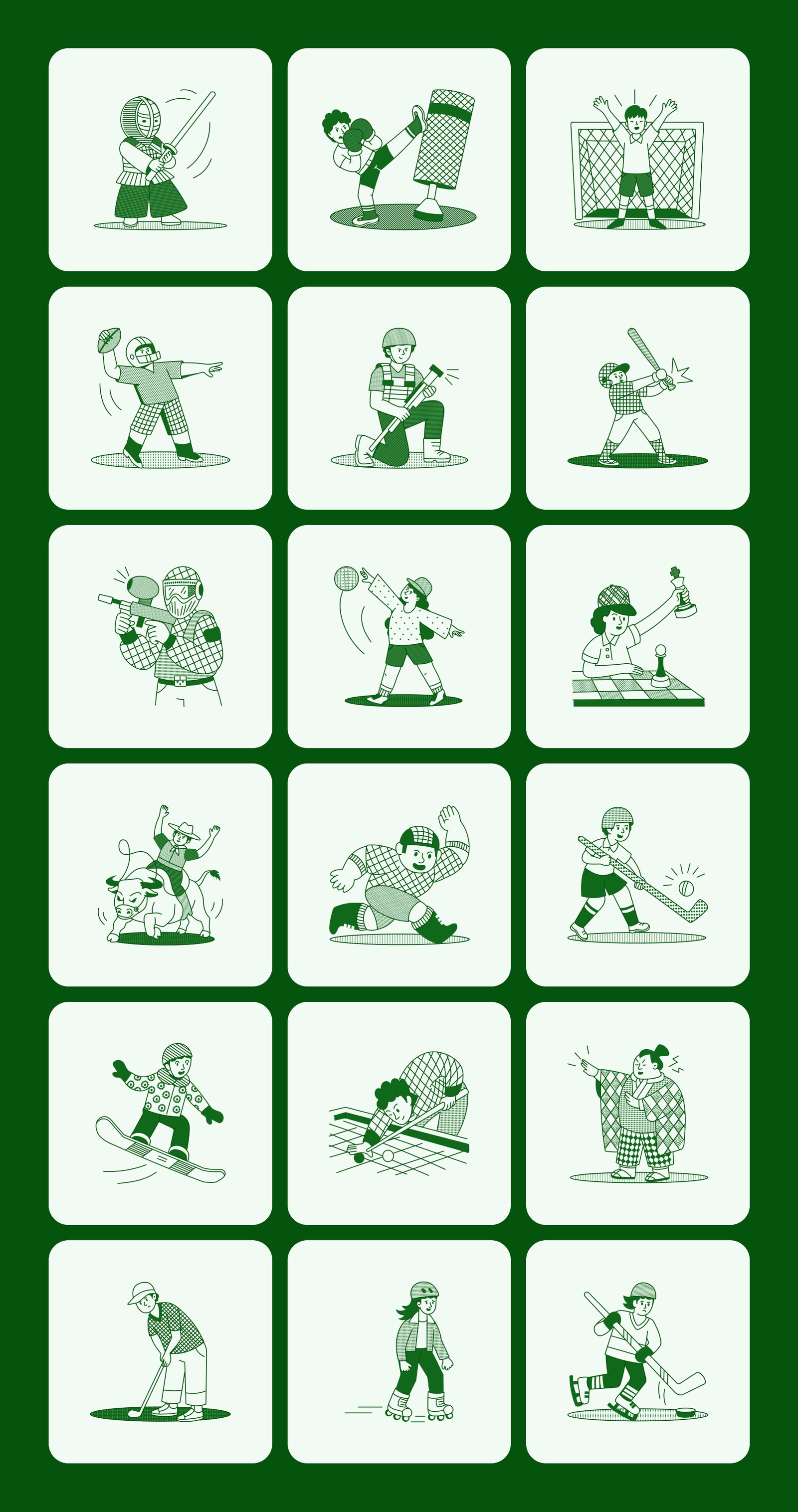 Sports Illustration Art Set