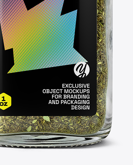 Glass Spice Jar with Dried Basil Mockup