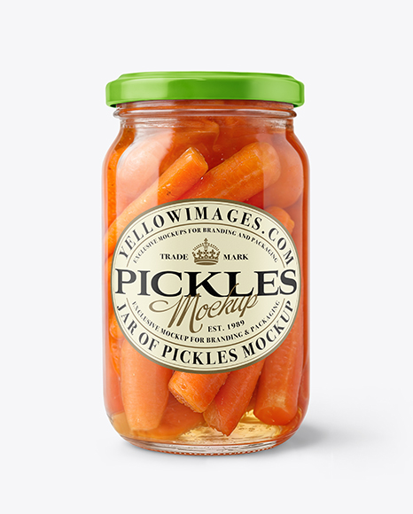 Glass Jar with Pickled Carrots Mockup - Frosted glass mockup