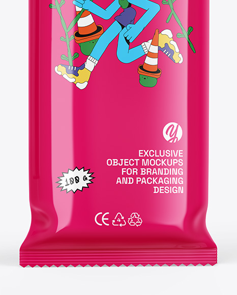 Glossy Flow Pack W/ Ice Cream Mockup