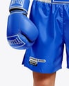 Woman Wearing Boxing Kit with Jersey and Shorts Mockup