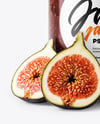 Glass Jar with Fig Jam & Fig Cut in Half Mockup