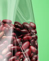 Transparent Package with Beans Mockup