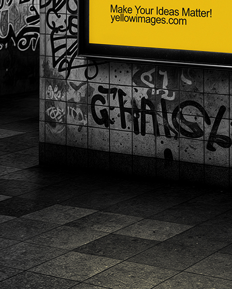 Framed Poster in Underground Passage Mockup