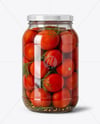 Clear Glass Jar with Pickled Tomatoes Mockup