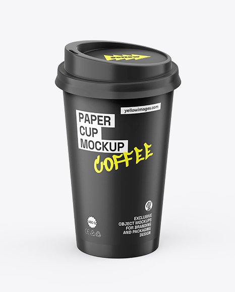 Paper Coffee Cup Mockup – Front View (High-Angle Shot)