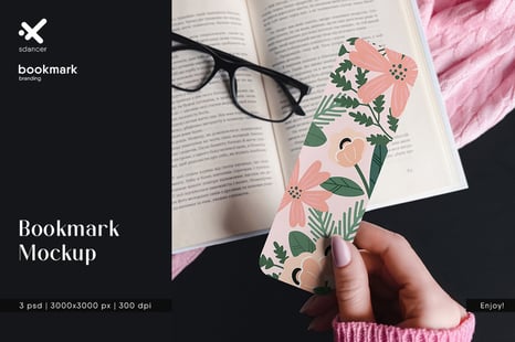 Woman Holding a Bookmark Mockup - Stationery Mockups