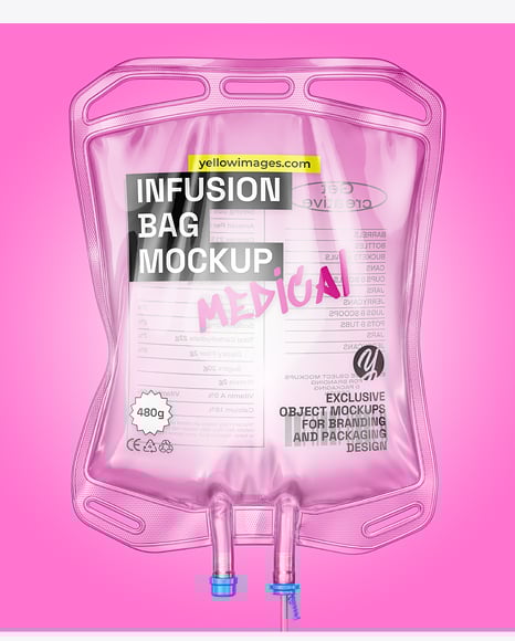 Clear Plastic Infusion Bag Mockup