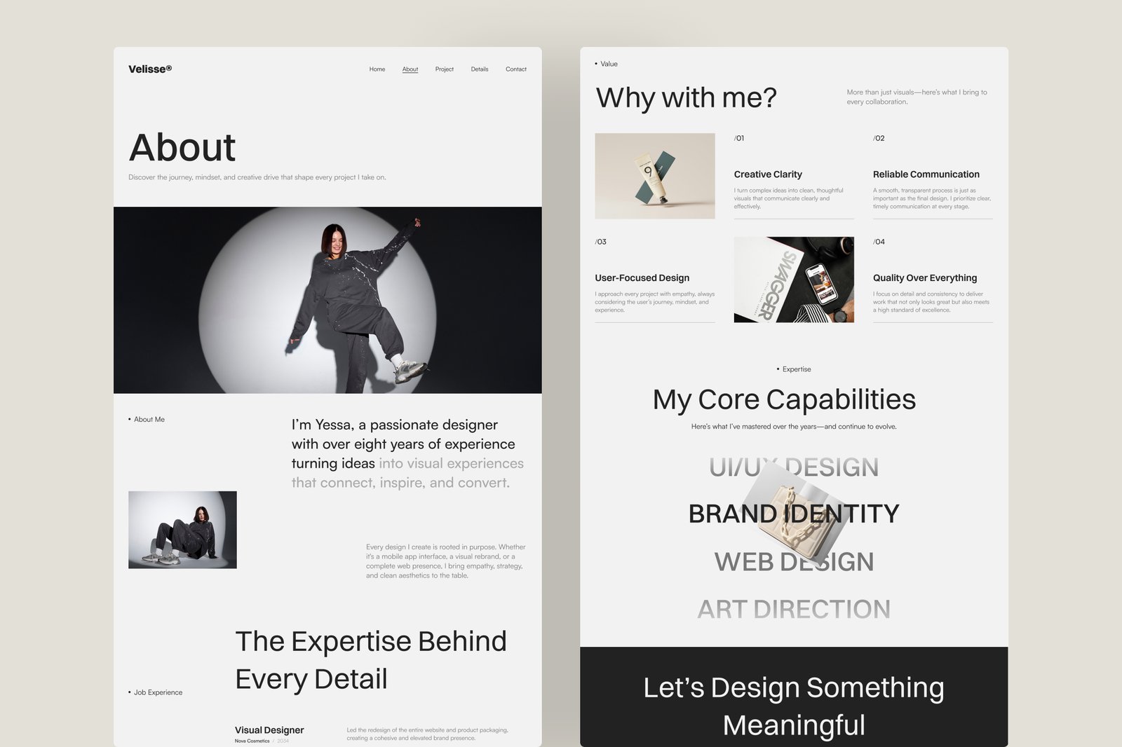 Velisse – Portfolio Website UI Figma Template