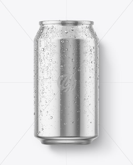 330ml Metallic Aluminium Can with Condensation Mockup