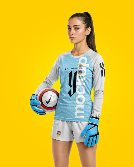Female Soccer Goalkeeper Wearing Long Sleeve Jersey Mockup