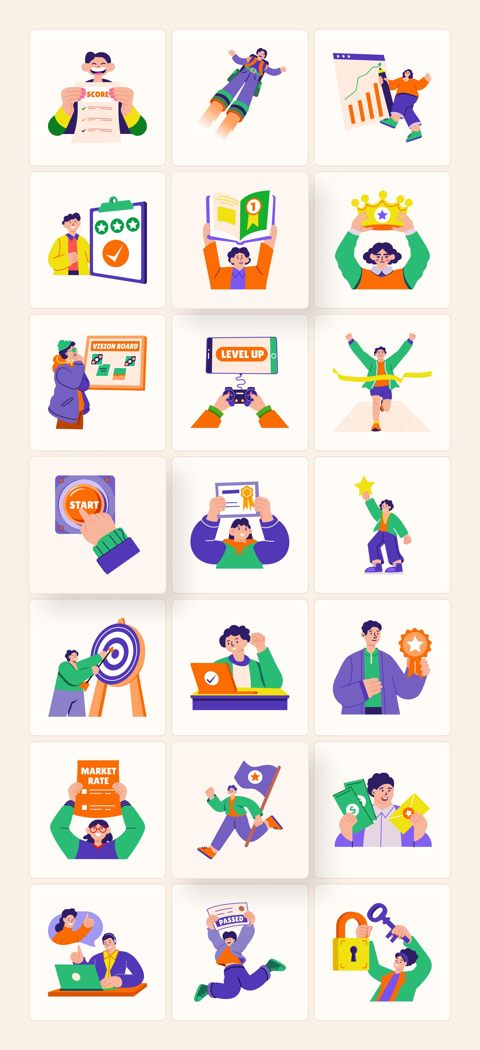 Success Illustration Art Set