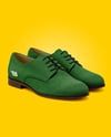 Pair of Women's Suede Derby Shoes Mockup