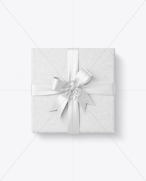 Kraft Gift Box With Bow Mockup
