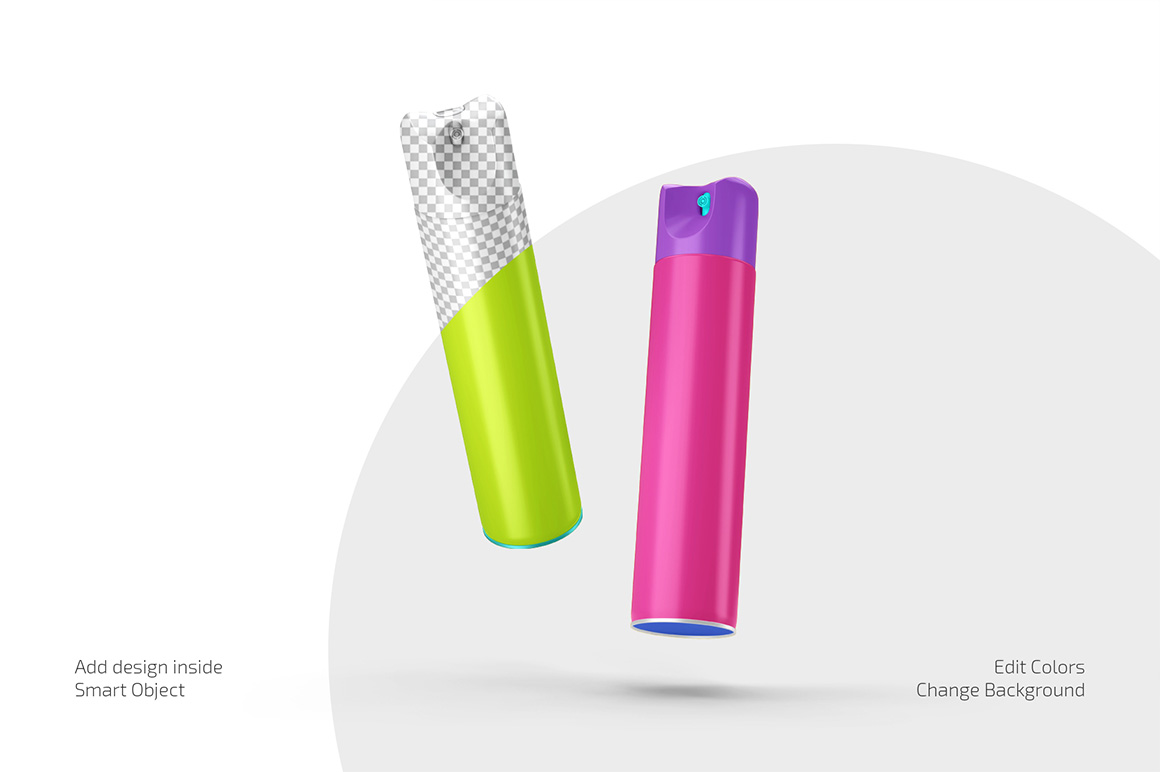 Aluminum Air Freshener Bottle Mockup Set