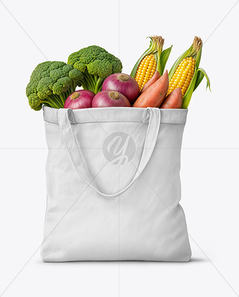 Shopper Bag with Vegetables Mockup