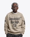 Older Black Man Wearing Sweatshirt and Pants Mockup