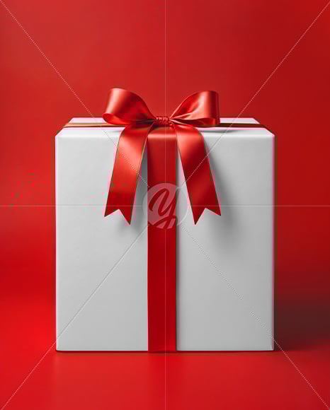 Gift Box on Red Background Mockup