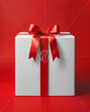 Gift Box on Red Background Mockup