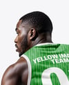 Black Man Wearing Full Basketball Kit Mockup