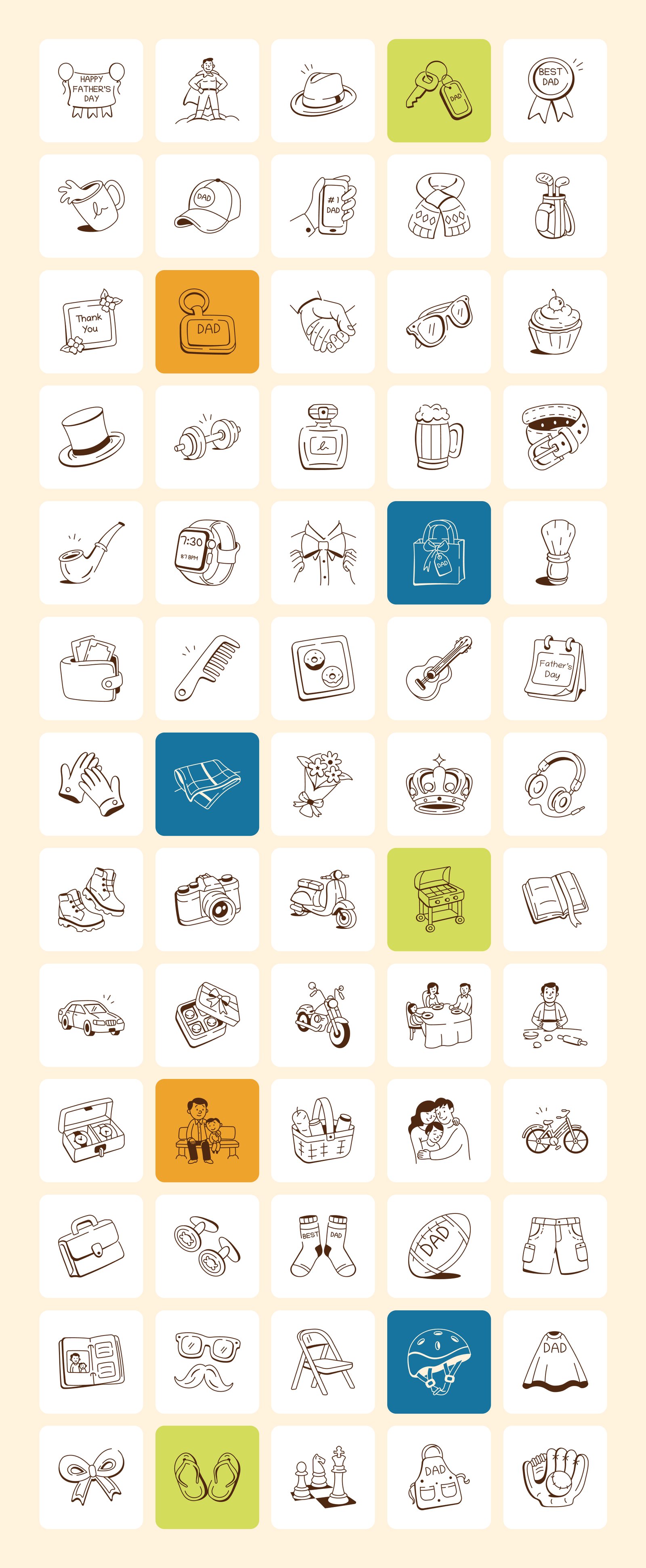 Fathers Day Doodles Icons