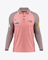 Men's Heather Raglan Long Sleeve Polo Shirt Mockup - Front View
