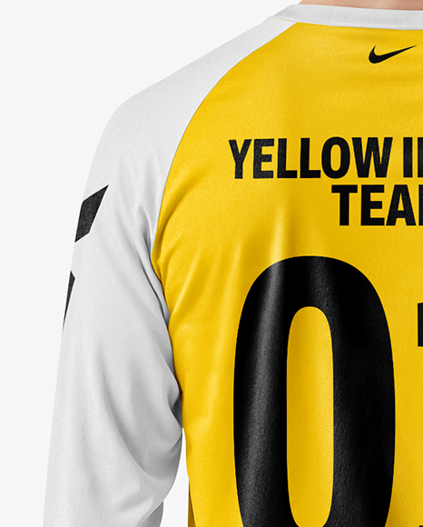 Soccer Player Wearing Raglan Long Sleeve Jersey and Shorts Mockup