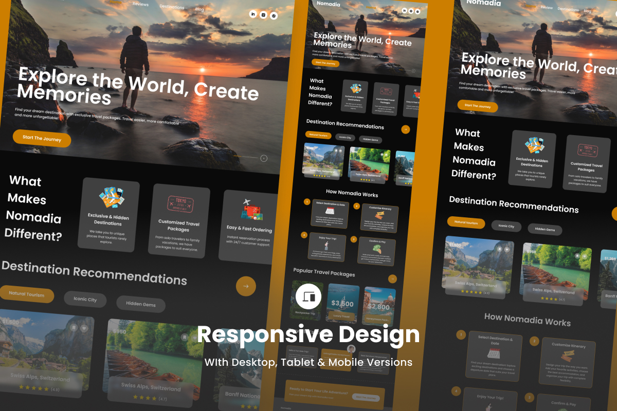 Nomadia - Outdoor Adventure Travel Landing Page