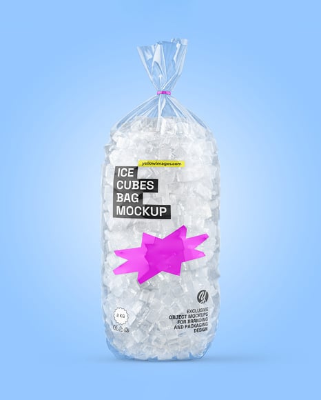 Clear Plastic Bag with Ice Cubes Mockup