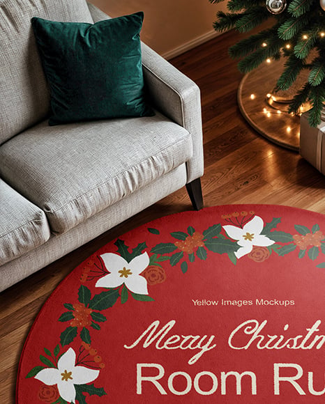 Christmas Round Mat Mockup